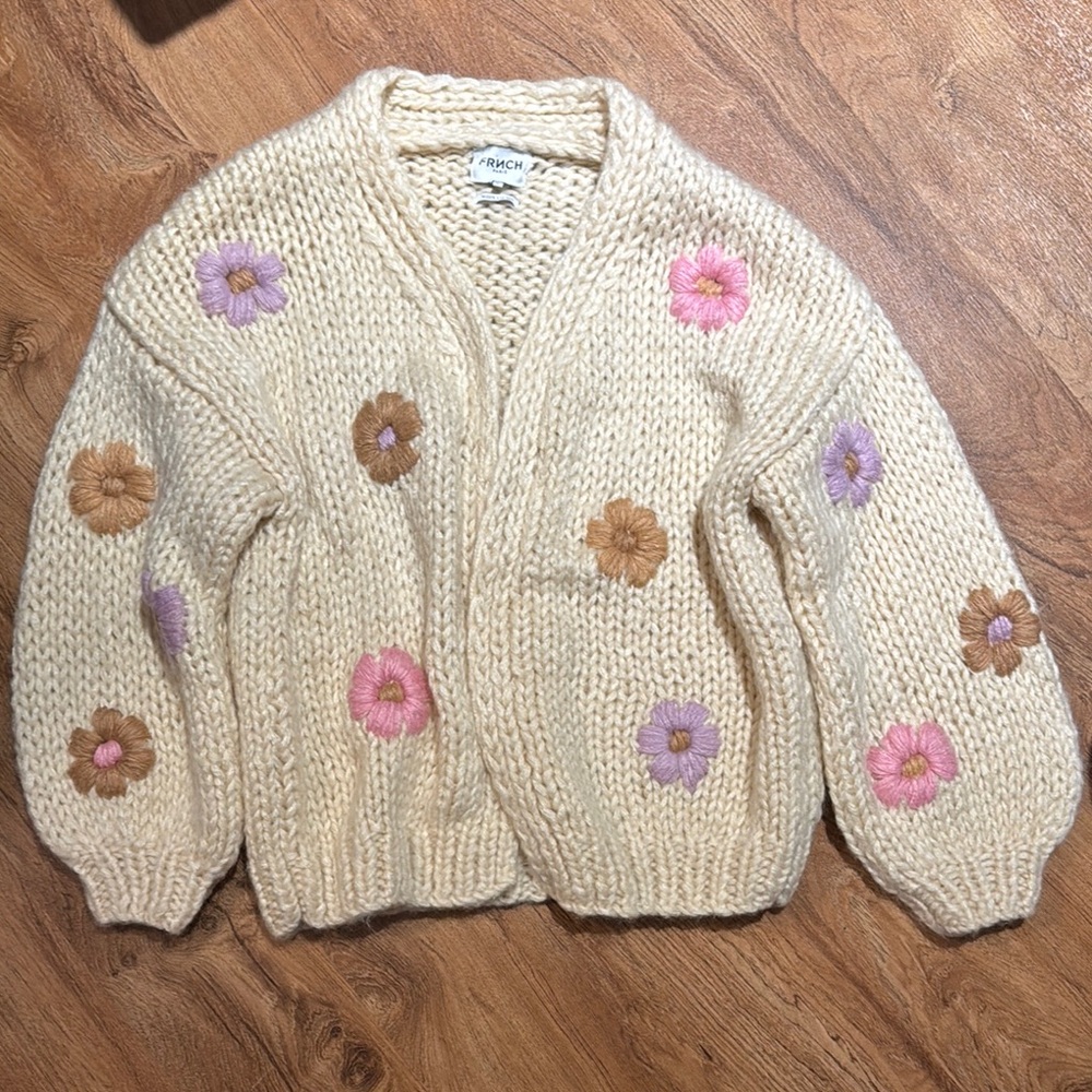 FRNCH Taya Cream Floral Knit Sweater